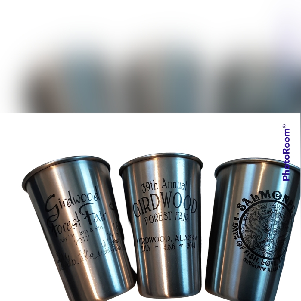 Girdwood Alaska and Ninilchik Alaska collectable Steel Pint cups